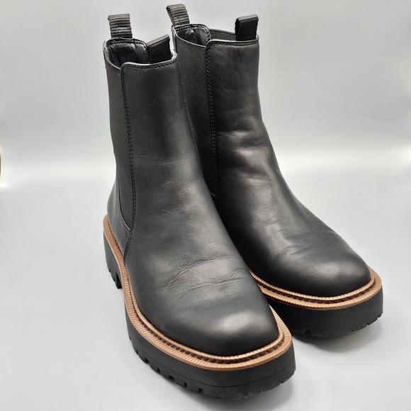 Sam Edelman Laguna Chelsea Black Leather Boots Womens Sz 8 Waterproof - Picture 1 of 12